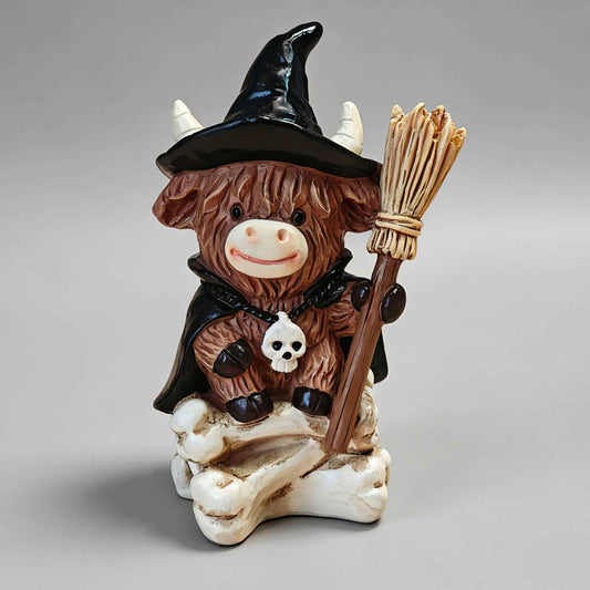 🎃🐮 Halloween Sale 50% OFF🔥 Magic Witch Highland Cow Resin Ornament