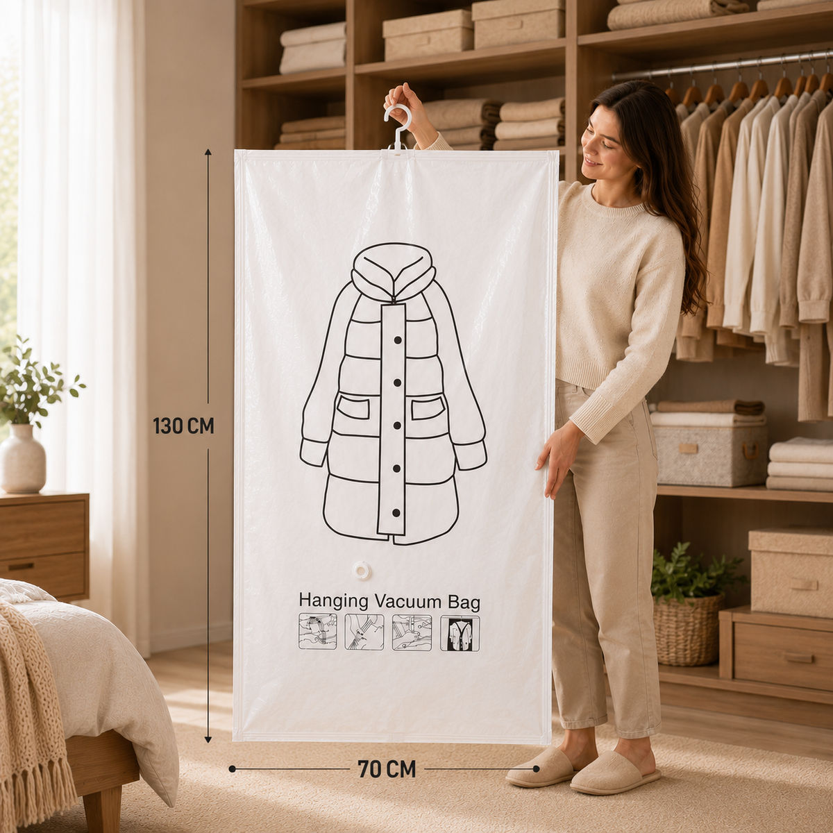 💥SAVE 40% ❤️ Hanging Vacuum Storage Bag | Space Saving Wardrobe Garment Dust Moisture Proof Clothes Organizer
